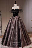 Prom Dress 2025 Black Jacquard Satin Prom Dresses Off the Shoulder Evening Dress 22388-unique elegant Prom Dresses-Black-Custom Size-vigocouture