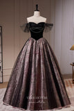 Prom Dress 2025 Black Jacquard Satin Prom Dresses Off the Shoulder Evening Dress 22388-unique elegant Prom Dresses-Black-Custom Size-vigocouture