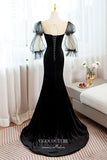 Prom Dress 2025 Black Long Puffed Sleeve Formal Dress Mermaid Bow-Tie Prom Dresses 21672-unique elegant Prom Dresses-Black-US2-vigocouture