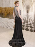 Prom Dress 2025 Black Mermaid Halter Neck Beaded Prom Dress 20268-unique elegant Prom Dresses-Black-US2-vigocouture