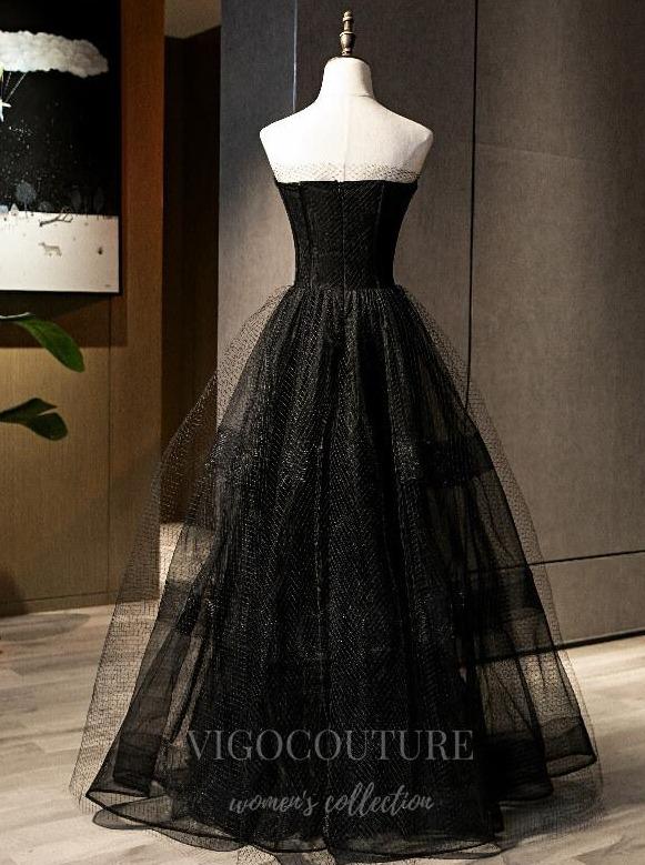 Prom Dress 2025 Black Off the Shoulder Prom Dress 2022 Tulle Party Dress 20570-unique elegant Prom Dresses-Black-US2-vigocouture