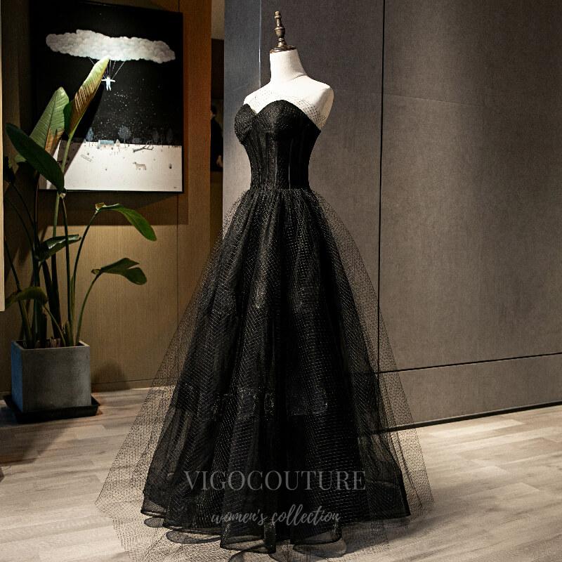 Prom Dress 2025 Black Off the Shoulder Prom Dress 2022 Tulle Party Dress 20570-unique elegant Prom Dresses-Black-US2-vigocouture