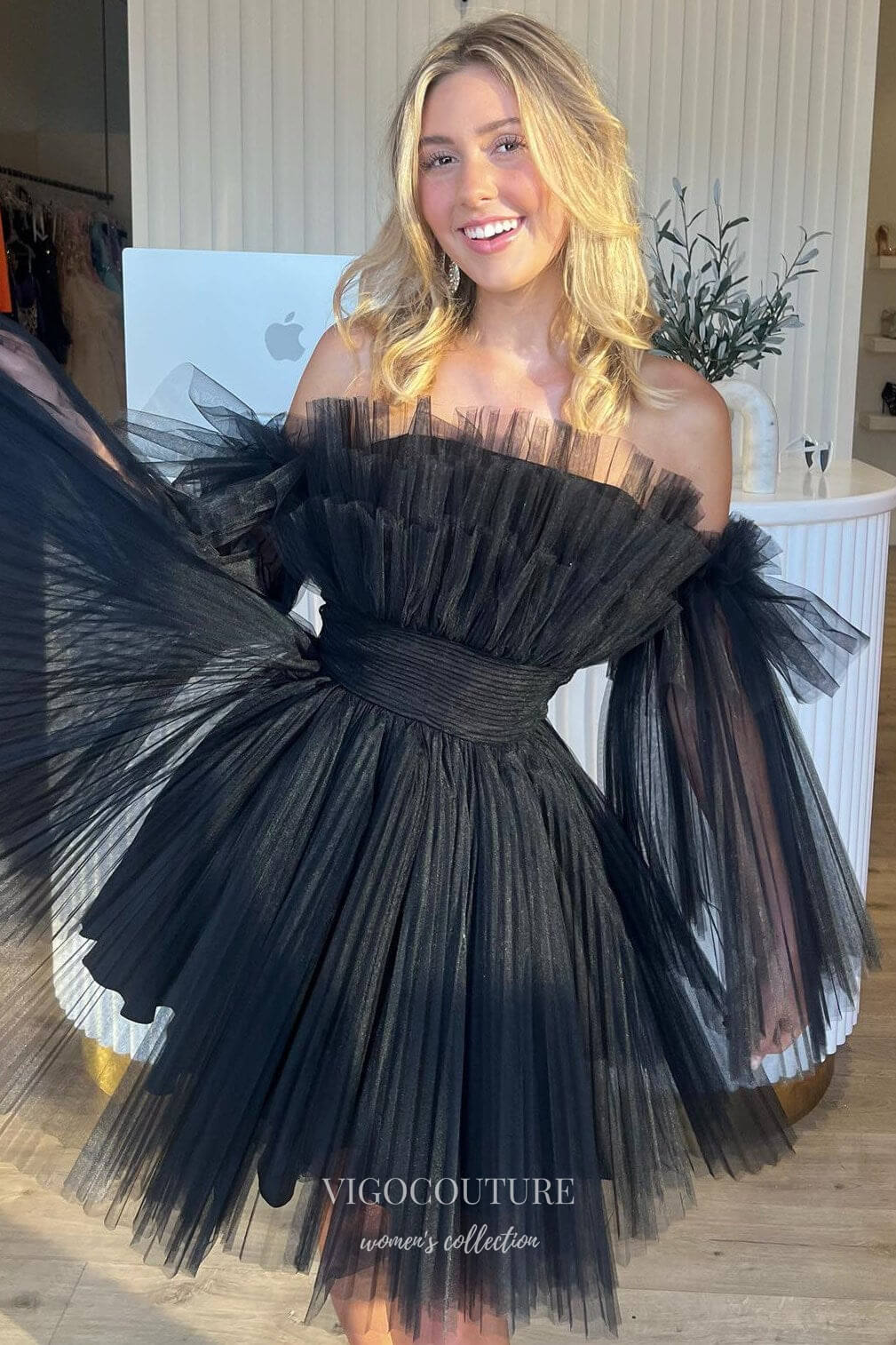 homecoming dresses 2025 black A Line Black Sparkly Tulle Homecoming Dress Black / US 14