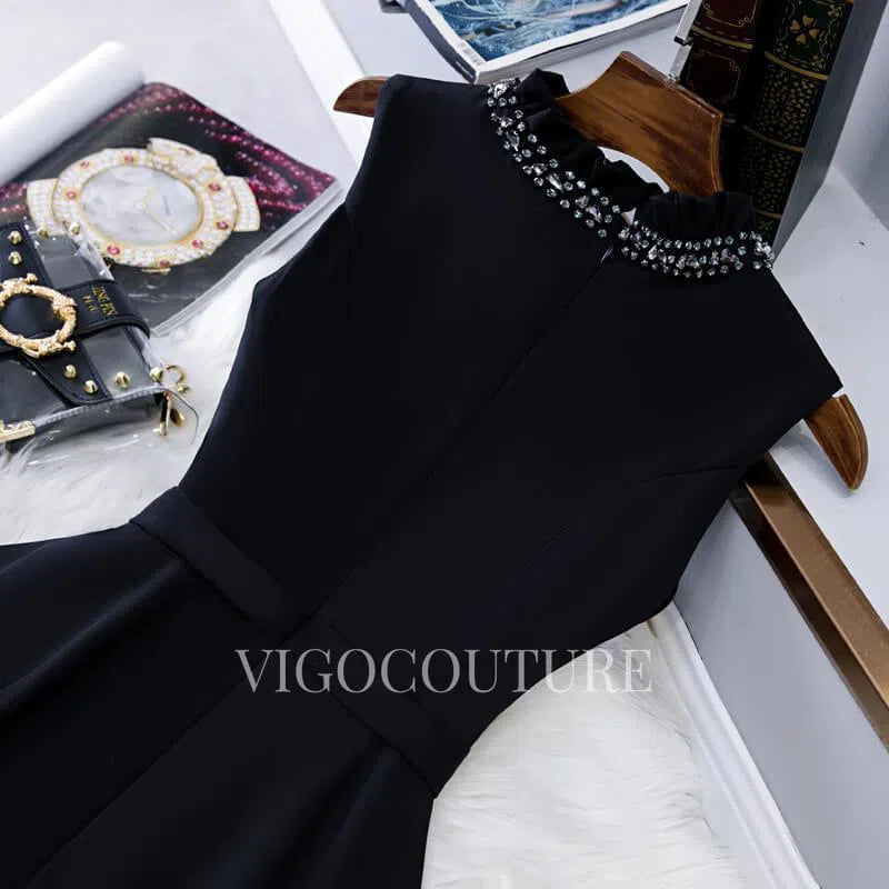 Short Prom Dresses 2025 Black Satin Homecoming Dress Mid-length Prom Dress 20271-Prom Dresses-vigocouture-vigocouture