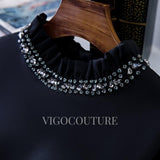 Short Prom Dresses 2025 Black Satin Homecoming Dress Mid-length Prom Dress 20271-Prom Dresses-vigocouture-vigocouture