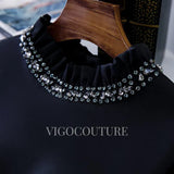 Short Prom Dresses 2025 Black Satin Homecoming Dress Mid-length Prom Dress 20271-Prom Dresses-vigocouture-vigocouture