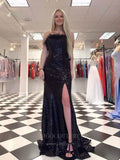 Prom Dress 2025 Black Sequin Strapless Mermaid Prom Dress 20972-unique elegant Prom Dresses-Black-US2-vigocouture