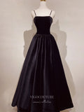 Prom Dress 2025 Black Spaghetti Strap Prom Dresses 21047-unique elegant Prom Dresses-Black-Custom Size-vigocouture