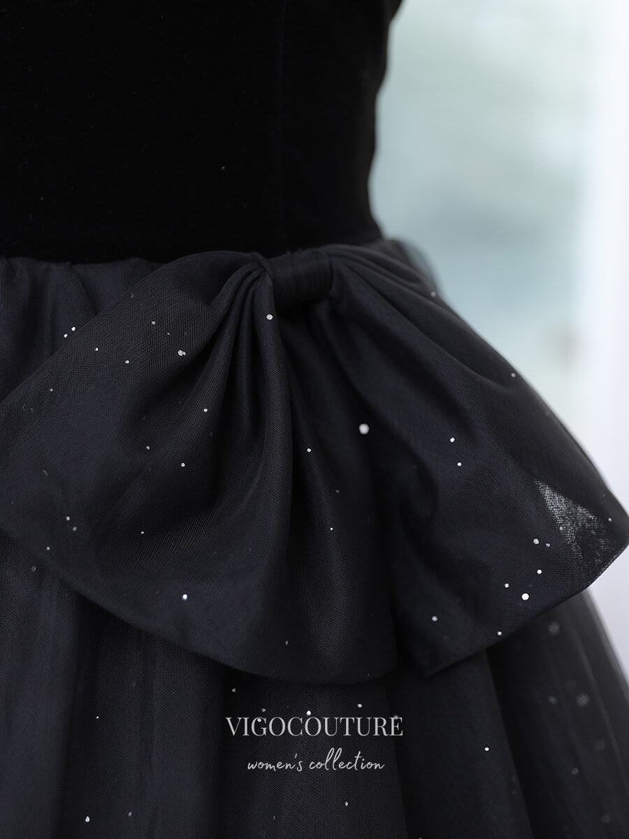 Prom Dress 2025 Black Sparkly Prom Dress with Puffed Sleeve 22290-unique elegant Prom Dresses-Black-Custom Size-vigocouture