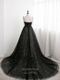 Prom Dress 2025 Black Starry Tulle Prom Dresses Spaghetti Strap Formal Dresses 21320-unique elegant Prom Dresses-Black-US2-vigocouture