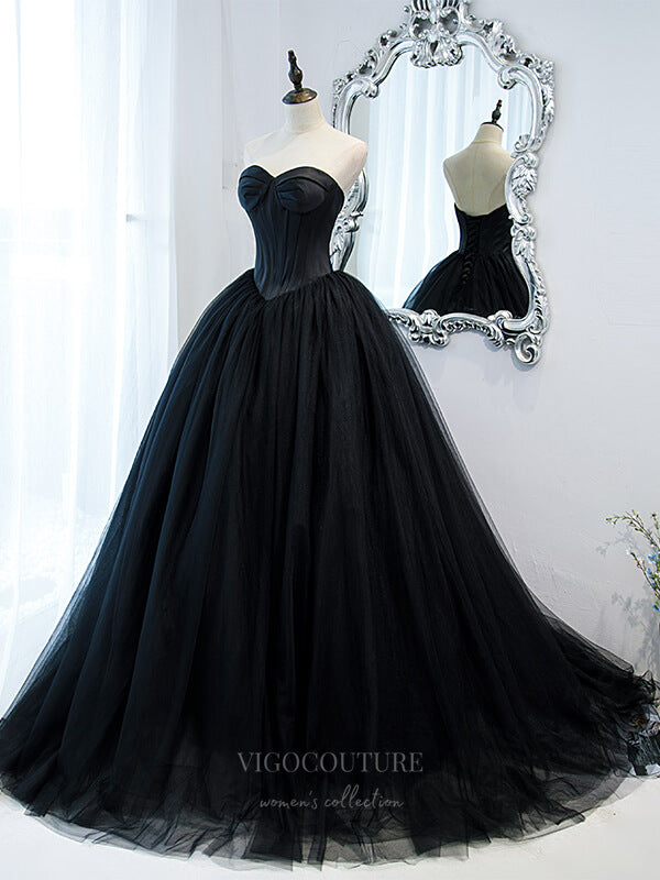 Prom Dress 2025 Black Strapless A-Line Prom Dress 20886-unique elegant Prom Dresses-Black-Custom Size-vigocouture