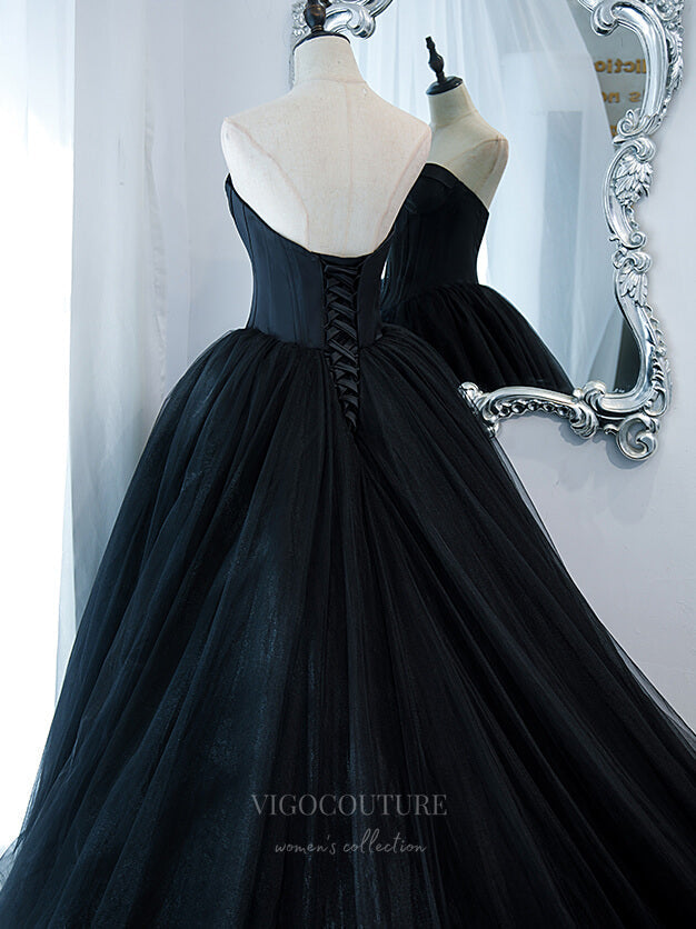 Prom Dress 2025 Black Strapless A-Line Prom Dress 20886-unique elegant Prom Dresses-Black-Custom Size-vigocouture