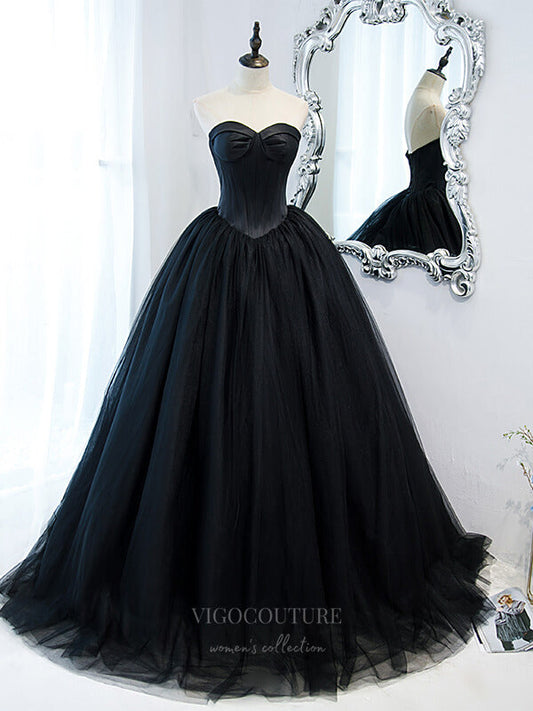 Prom Dress 2025 Black Strapless A-Line Prom Dress 20886-unique elegant Prom Dresses-Black-Custom Size-vigocouture