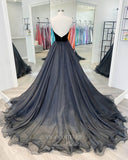 Prom Dress 2025 Black Strapless Prom Dresses Organza A-Line Evening Dress 21804-unique elegant Prom Dresses-Black-US2-vigocouture