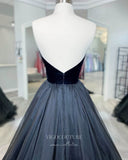 Prom Dress 2025 Black Strapless Prom Dresses Organza A-Line Evening Dress 21804-unique elegant Prom Dresses-Black-US2-vigocouture