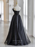 Prom Dress 2025 Black Strapless Tulle Prom Dresses 21048-unique elegant Prom Dresses-Black-Custom Size-vigocouture