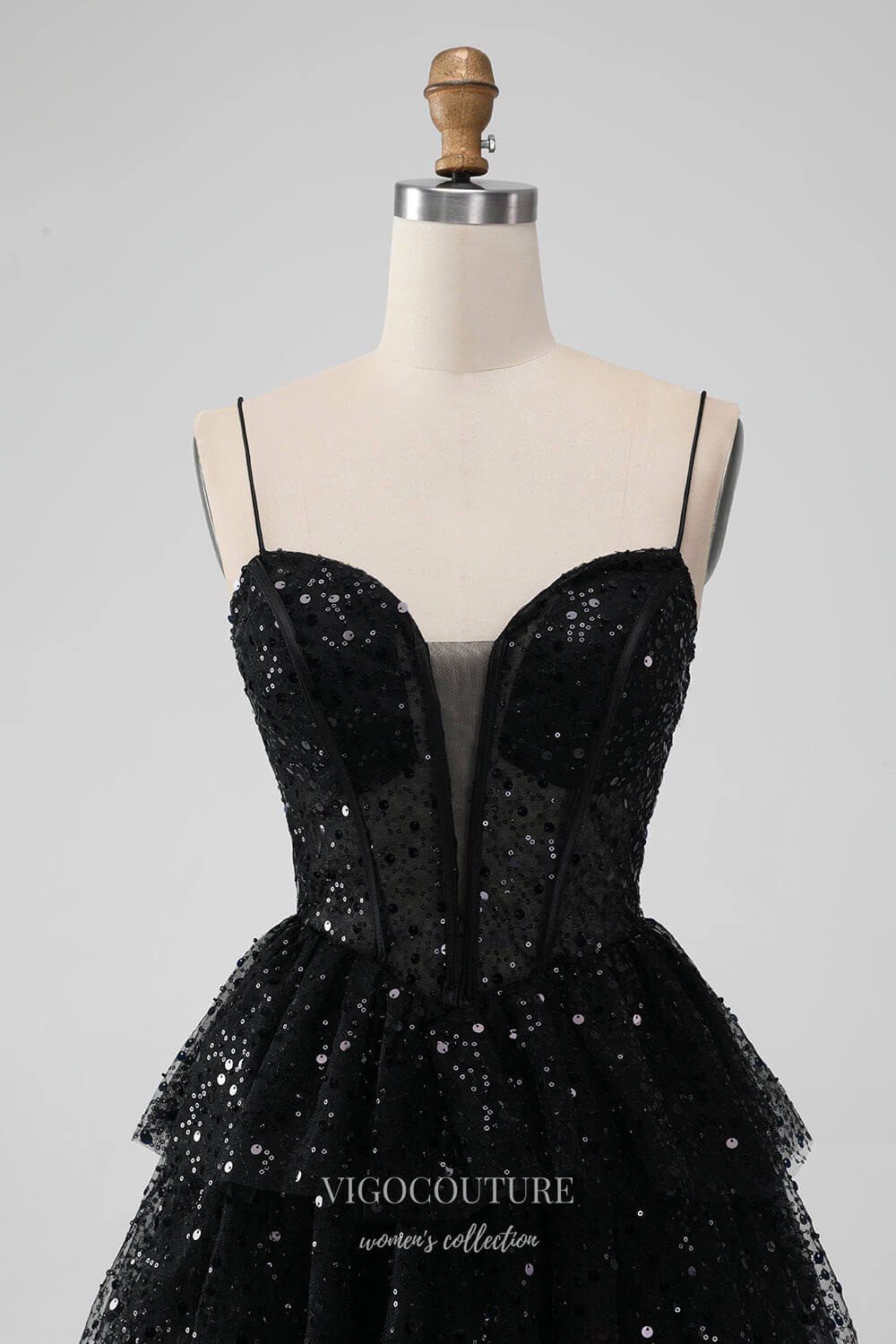 Black Tiered Sequin Homecoming Dresses Spaghetti Strap Back to School Dress hc366 Black / 26W Black Tiered Sequin Homecoming Dresses Spaghetti Strap Back to School Dress hc366 Black / 26W