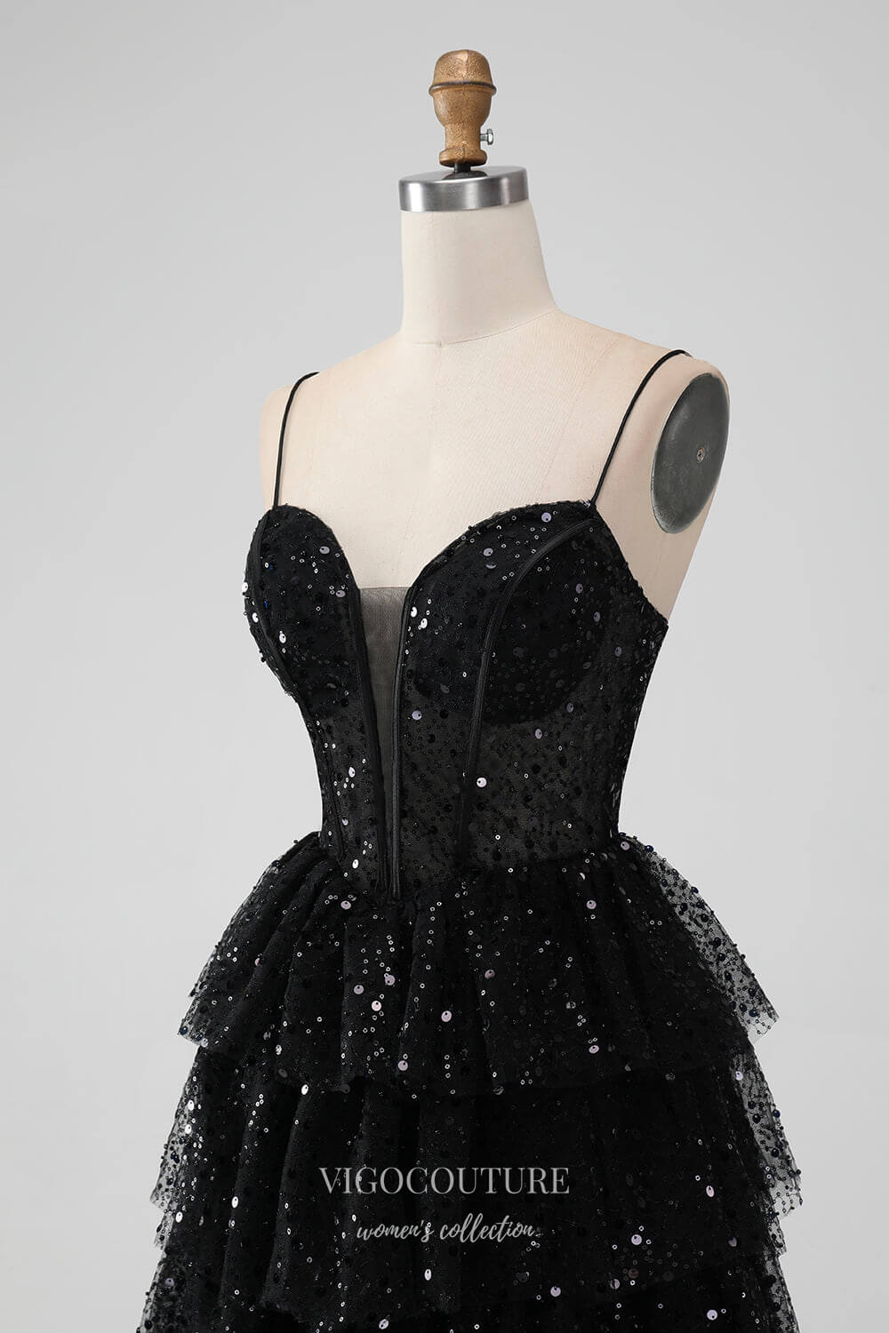 Black Tiered Sequin Homecoming Dresses Spaghetti Strap Back to School Dress hc366 Black / 26W Black Tiered Sequin Homecoming Dresses Spaghetti Strap Back to School Dress hc366 Black / 26W