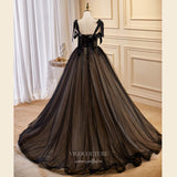 Prom Dress 2025 Black Tulle Prom Dresses Spaghetti Strap Formal Gown 21870-unique elegant Prom Dresses-Black-US2-vigocouture