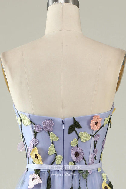 Prom Dress 2025 Blue Floral Sweetheart Prom Dresses Lace Applique Formal Gown 24537-unique elegant Prom Dresses-Blue-Custom Size-vigocouture