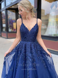 Prom Dress 2025 Blue Lace Applique Prom Dress 20371-unique elegant Prom Dresses-Blue-US2-vigocouture