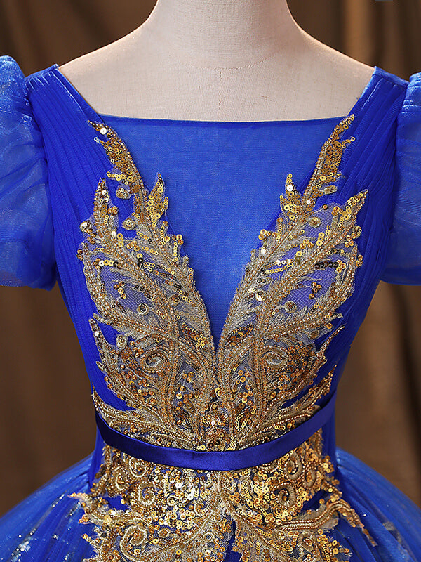 Blue Lace Applique Quinceanera Dresses Puffed Sleeve Sweet 15 Dresses 21373 Custom Colors / 22W Blue Lace Applique Quinceanera Dresses Puffed Sleeve Sweet 15 Dresses 21373 Custom Colors / 22W