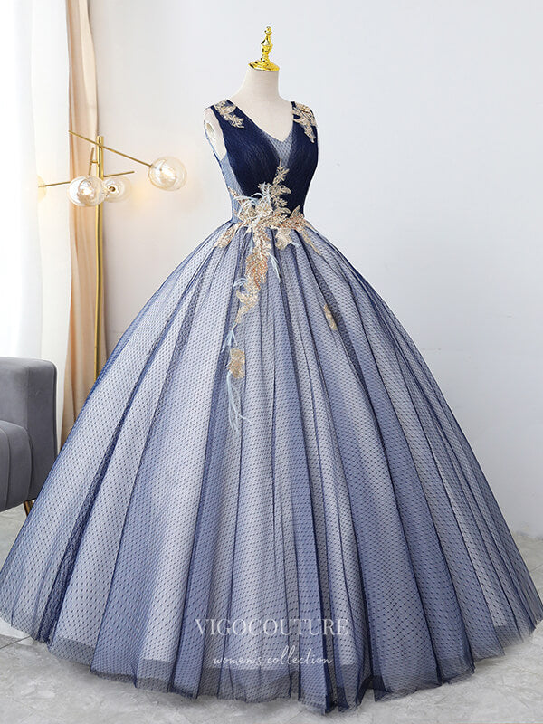 Prom Dress 2025 Blue Lace Applique Quinceanera Dresses Removable Cape Sweet 16 Dresses 21394-unique elegant Prom Dresses-Blue-Custom Size-vigocouture