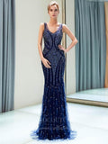 Blue Mermaid Beaded Prom Dress 20285