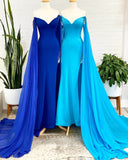 Prom Dress 2025 Blue Mermaid Cape Sleeve Prom Dresses Sweetheart Neck Evening Dress 21694-unique elegant Prom Dresses-Blue-US2-vigocouture