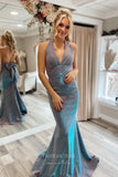 Prom Dress 2025 Blue Mermaid Prom Dresses Halter Neck Evening Dress 21728-unique elegant Prom Dresses-Blue-US2-vigocouture