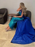 Prom Dress 2025 Blue Satin Mermaid Prom Dresses with Overskirt Halter Neck Formal Dress 24525-unique elegant Prom Dresses-Blue-US2-vigocouture