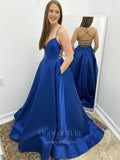 Blue Satin Prom Dress 20388