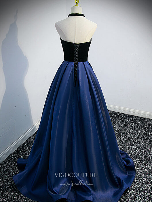 Prom Dress 2025 Blue Satin Prom Dresses Removable Sleeve Formal Dresses 21329-unique elegant Prom Dresses-Blue-US2-vigocouture