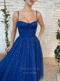 Prom Dress 2025 Blue Spaghetti Strap Maxi Dress Sparkly Prom Dress 20978-unique elegant Prom Dresses-Blue-US2-vigocouture