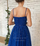 Prom Dress 2025 Blue Spaghetti Strap Maxi Dress Sparkly Prom Dress 20978-unique elegant Prom Dresses-Blue-US2-vigocouture