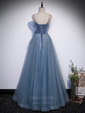 Prom Dress 2025 Blue Spaghetti Strap Sparkly Tulle Prom Dress 20902-unique elegant Prom Dresses-Blue-Custom Size-vigocouture