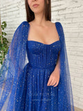 Prom Dress 2025 Blue Sparkly Cape Sleeve Prom Dress 20979-unique elegant Prom Dresses-Blue-US2-vigocouture