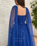 Prom Dress 2025 Blue Sparkly Cape Sleeve Prom Dress 20979-unique elegant Prom Dresses-Blue-US2-vigocouture