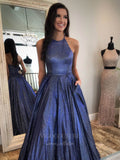 Prom Dress 2025 Blue Sparkly Lace Prom Dresses Halter Neck Evening Dress 20854-unique elegant Prom Dresses-Blue-US2-vigocouture