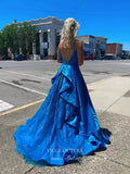 Prom Dress 2025 Blue Sparkly Satin Prom Dresses With Pockets Spaghetti Strap Evening Dress 21575-unique elegant Prom Dresses-Blue-US2-vigocouture