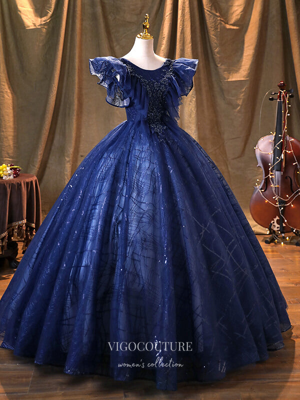 Prom Dress 2025 Blue Sparkly Tulle Quinceanera Dresses Beaded Princess Dresses 21368-unique elegant Prom Dresses-Blue-US2-vigocouture