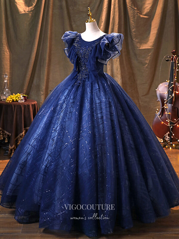 Prom Dress 2025 Blue Sparkly Tulle Quinceanera Dresses Beaded Princess Dresses 21368-unique elegant Prom Dresses-Blue-US2-vigocouture