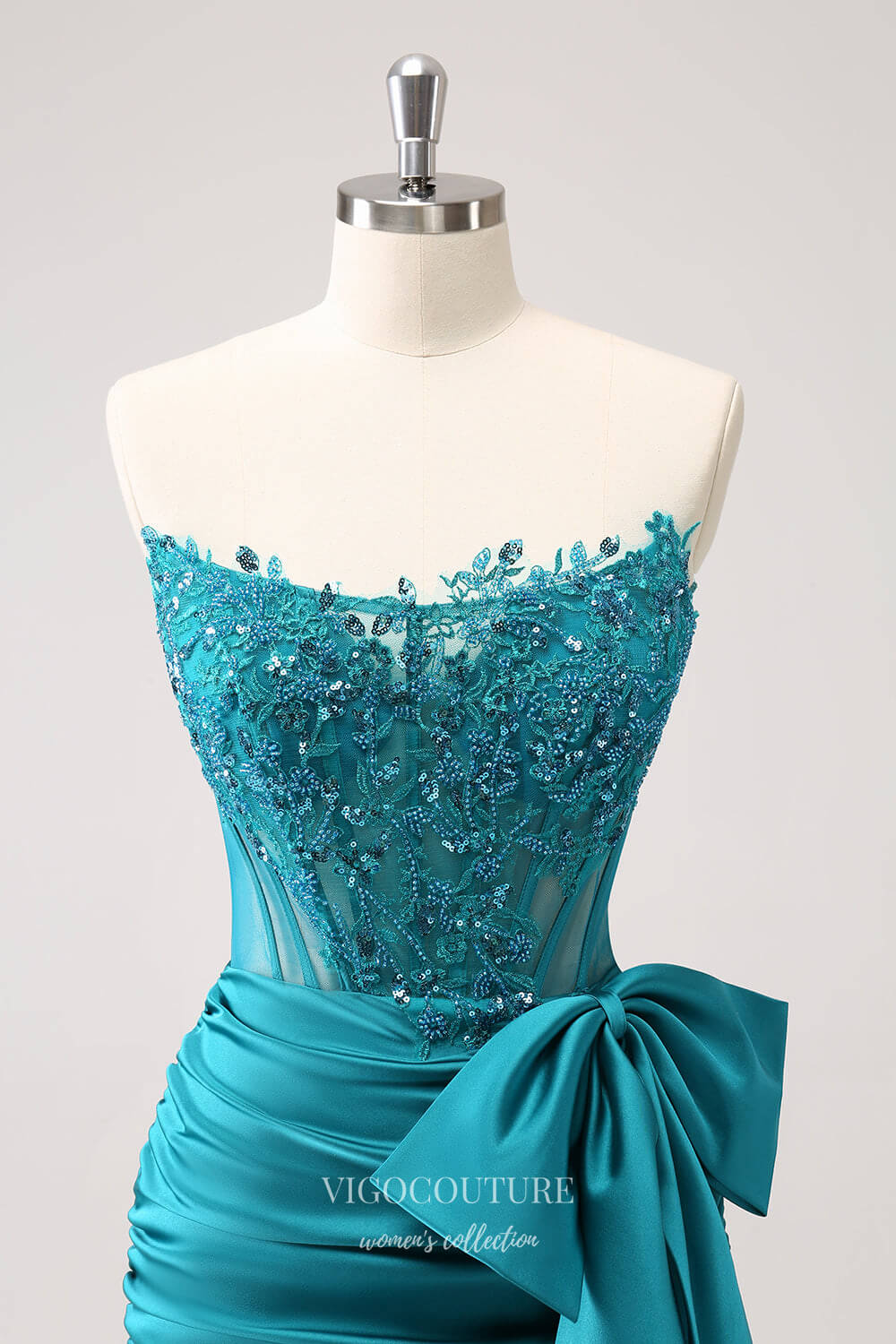 Blue Strapless Beaded Lace Homecoming Dresses Bow Satin Bodycon Dress hc357 - Blue / 16W Blue Strapless Beaded Lace Homecoming Dresses Bow Satin Bodycon Dress hc357 - Blue / 16W
