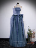 Prom Dress 2025 Blue Strapless Sparkly Tulle Prom Dress 20894-unique elegant Prom Dresses-Blue-Custom Size-vigocouture