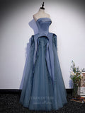 Prom Dress 2025 Blue Strapless Sparkly Tulle Prom Dress 20894-unique elegant Prom Dresses-Blue-Custom Size-vigocouture