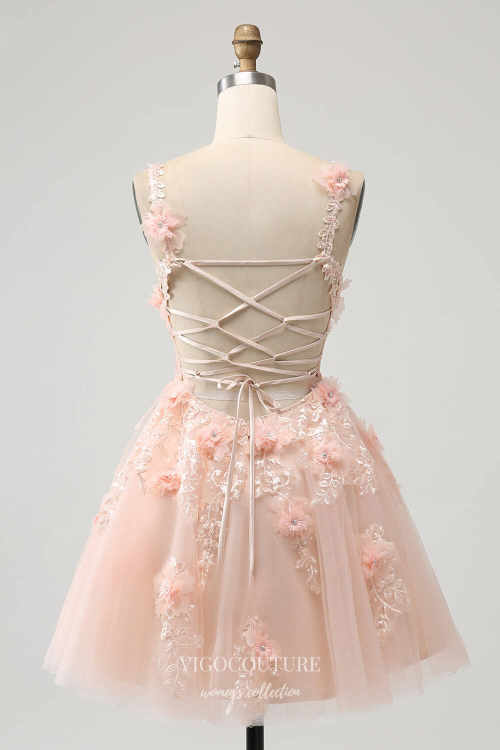 homecoming dress lace back A Line Short Backless Blue/Champagne/White Lace Prom Dresses, Short Ba jbydress