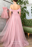 Prom Dress 2025 Blush 3D Flower Prom Dresses Off the Shoulder Formal Dresses 21577-unique elegant Prom Dresses-Blush-US2-vigocouture