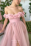 Prom Dress 2025 Blush 3D Flower Prom Dresses Off the Shoulder Formal Dresses 21577-unique elegant Prom Dresses-Blush-US2-vigocouture