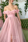 Prom Dress 2025 Blush 3D Flower Prom Dresses Off the Shoulder Formal Dresses 21577-unique elegant Prom Dresses-Blush-US2-vigocouture