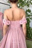 Prom Dress 2025 Blush 3D Flower Prom Dresses Off the Shoulder Formal Dresses 21577-unique elegant Prom Dresses-Blush-US2-vigocouture